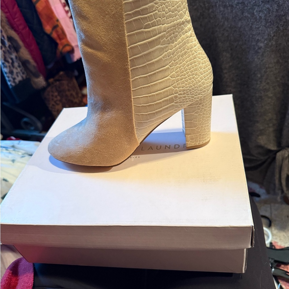 Chinese Laundry Beige and Textured White Ankle Boots
